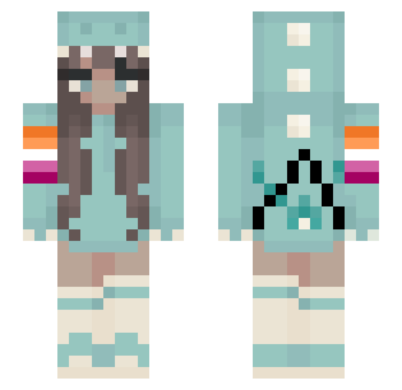 Biffeen Minecraft skin, front and back view