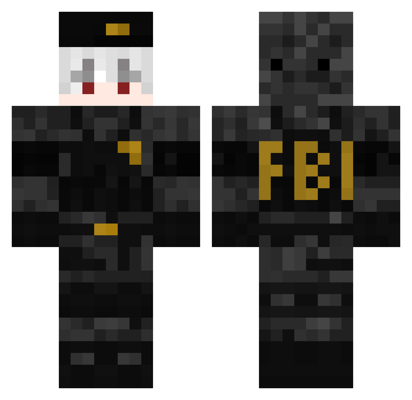 PoliteAbyss3800 Minecraft skin, front and back view