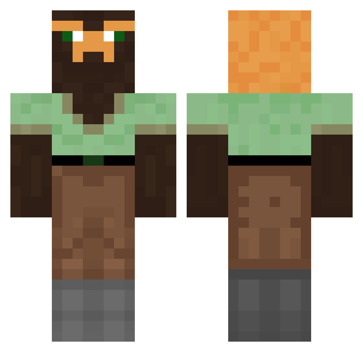 Komatoznik Minecraft skin, front and back view