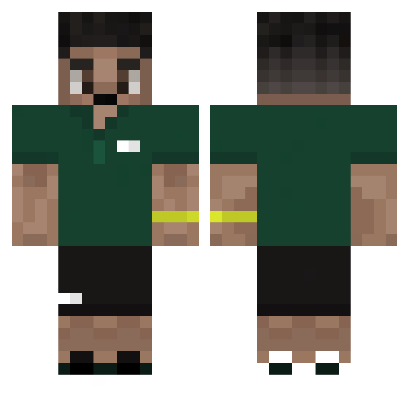 TheBlacKibineo Minecraft skin, front and back view