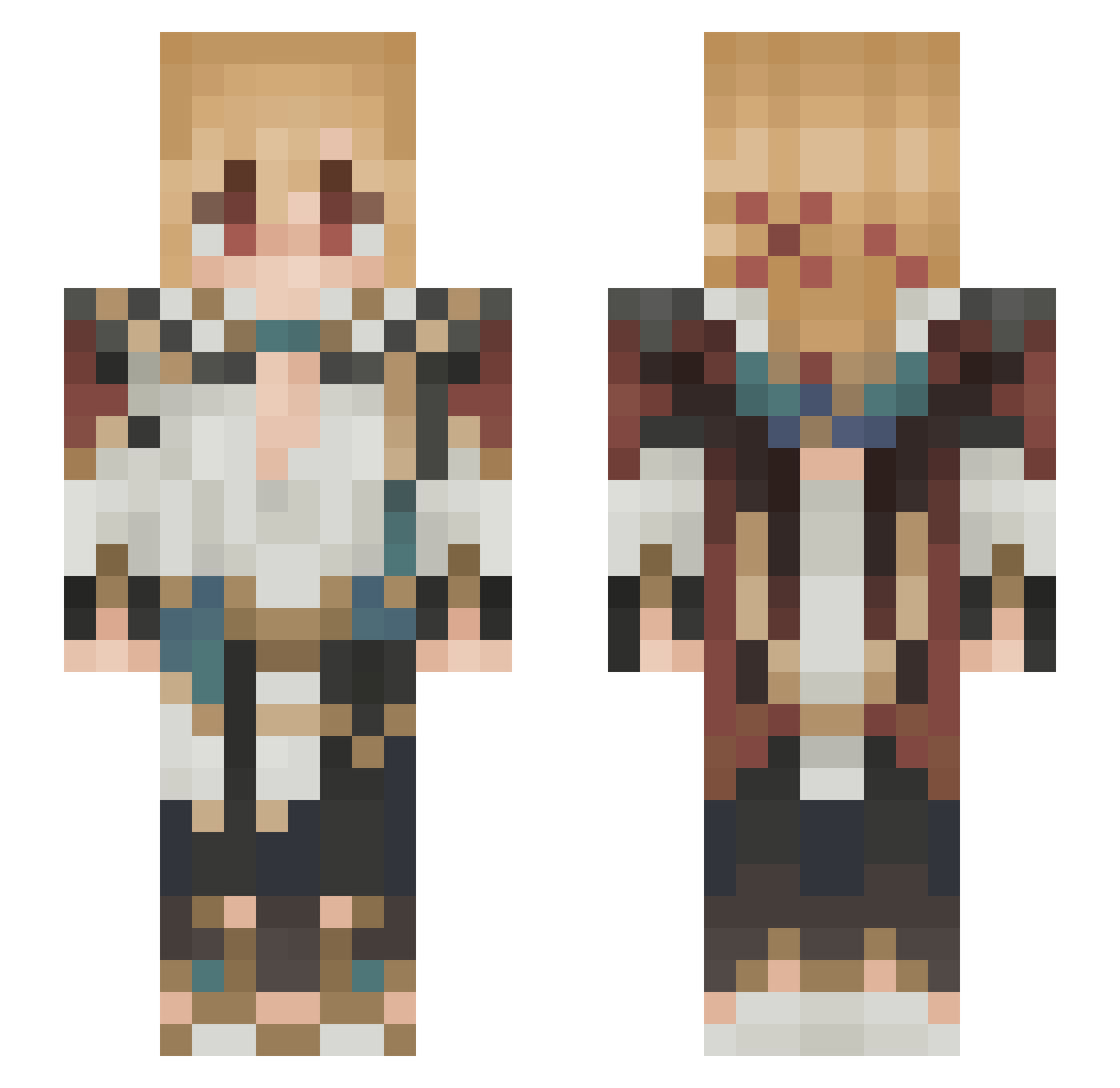 KavehBuilds_ Minecraft skin, front and back view