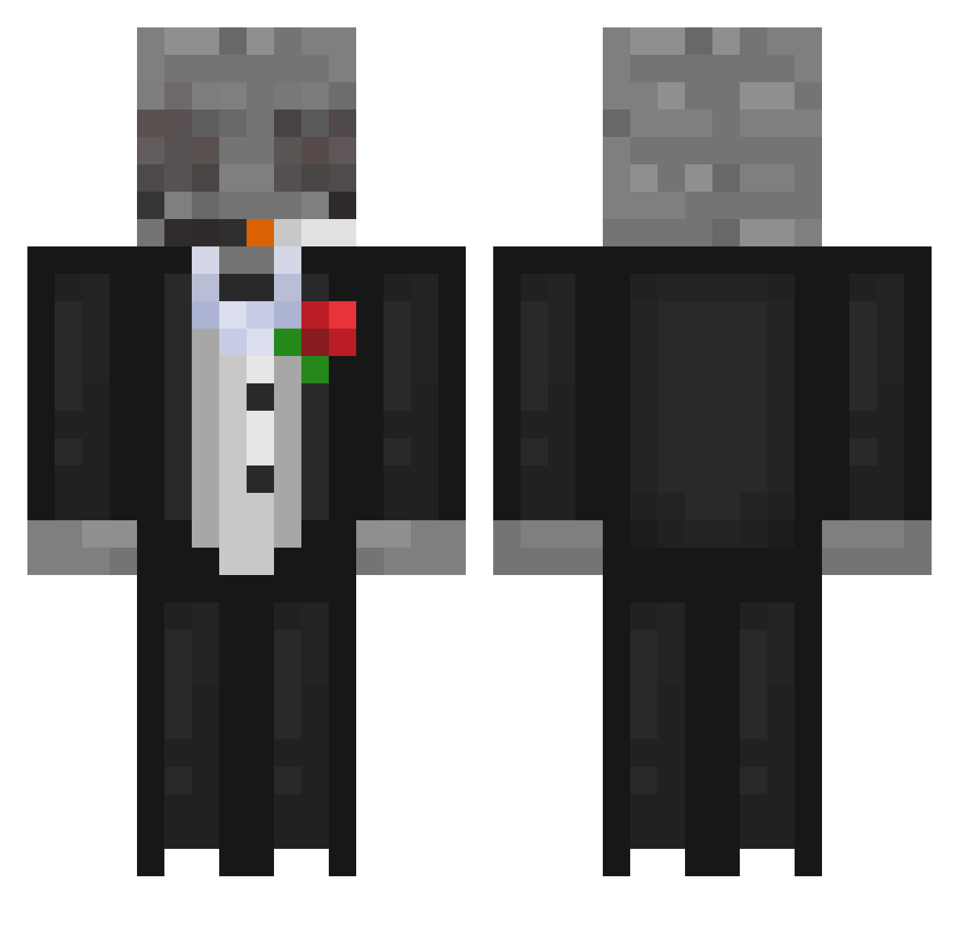 intheredagainx Minecraft skin, front and back view