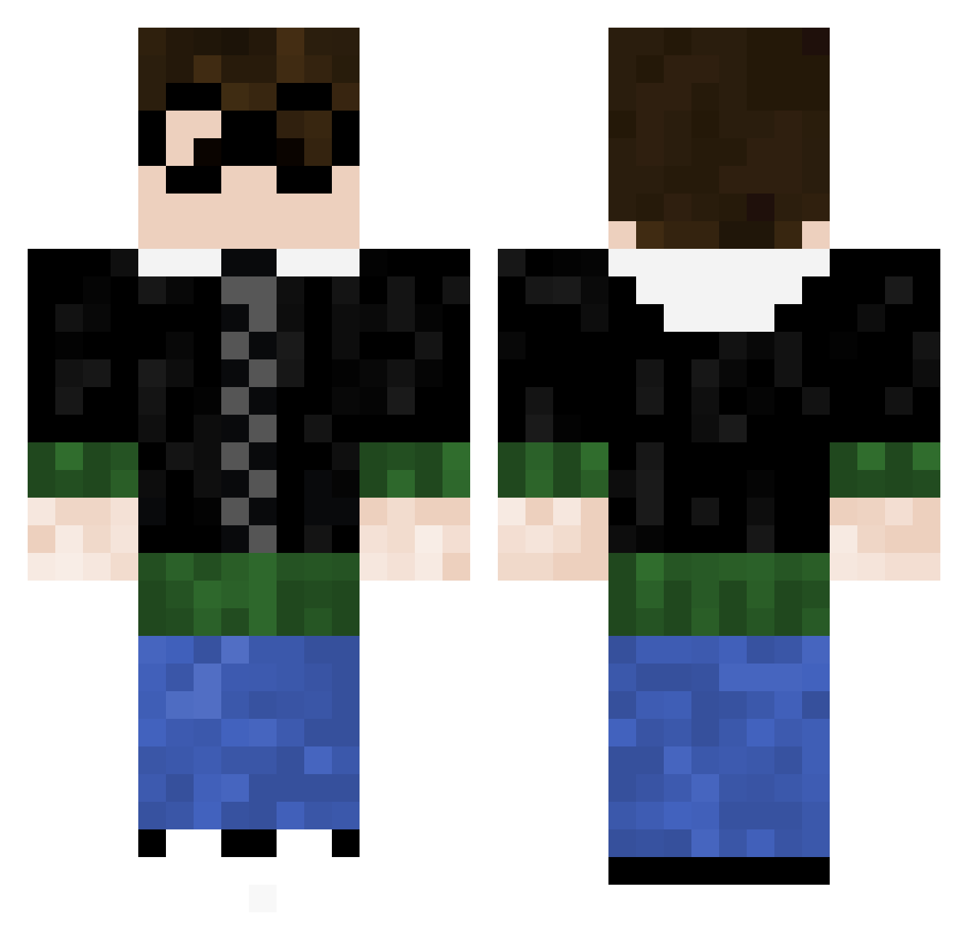 dmvinke Minecraft skin, front and back view