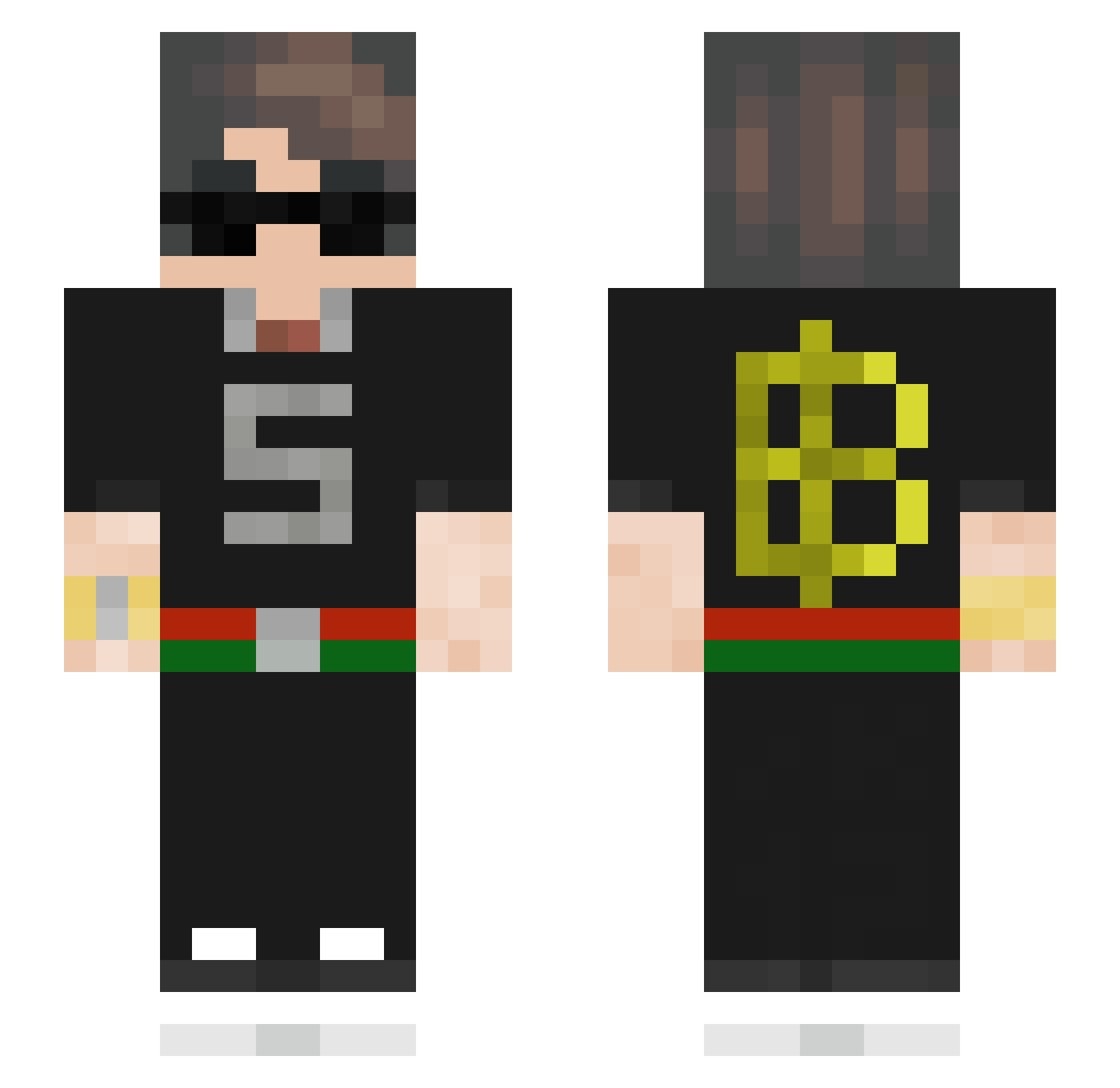 ariz Minecraft skin, front and back view