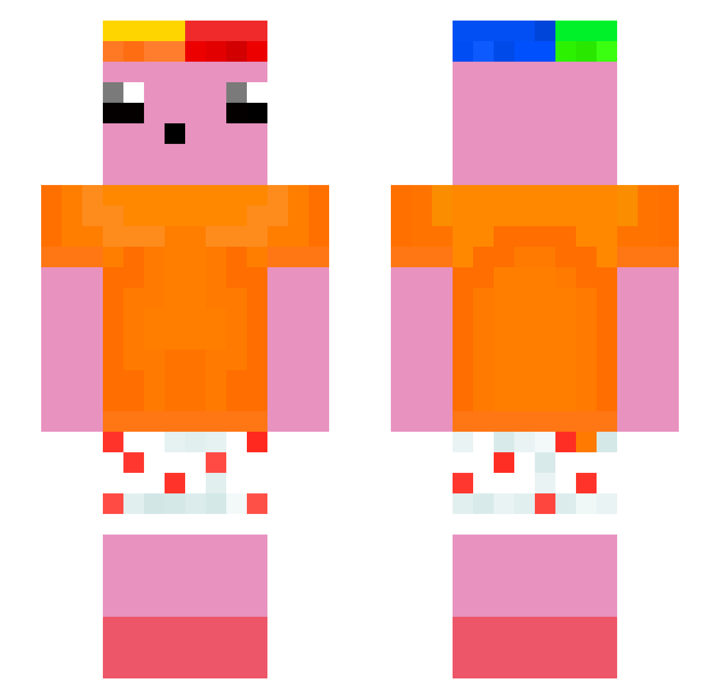 Uqouh Minecraft skin, front and back view