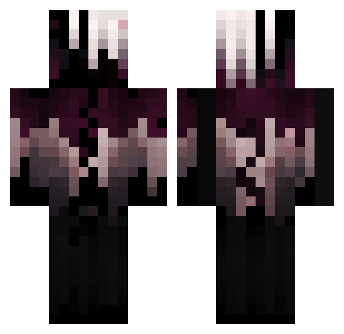 Discra Minecraft skin, front and back view