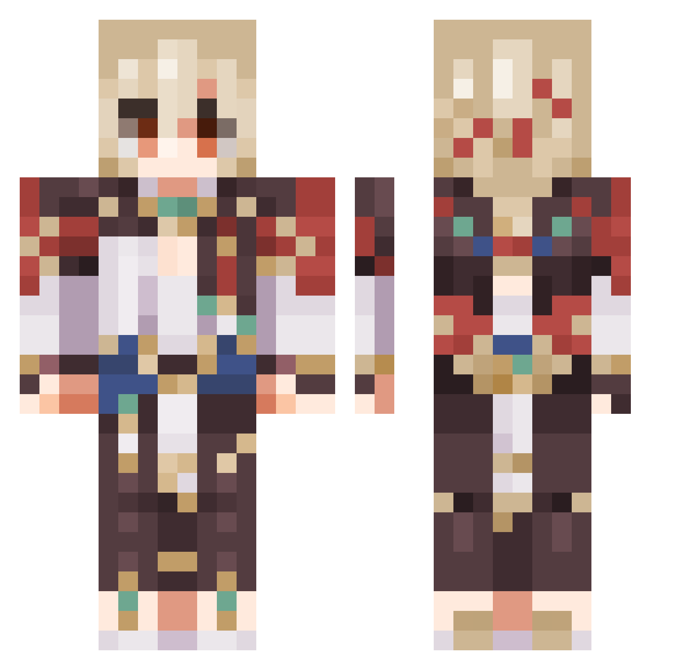 Voyager Minecraft skin, front and back view