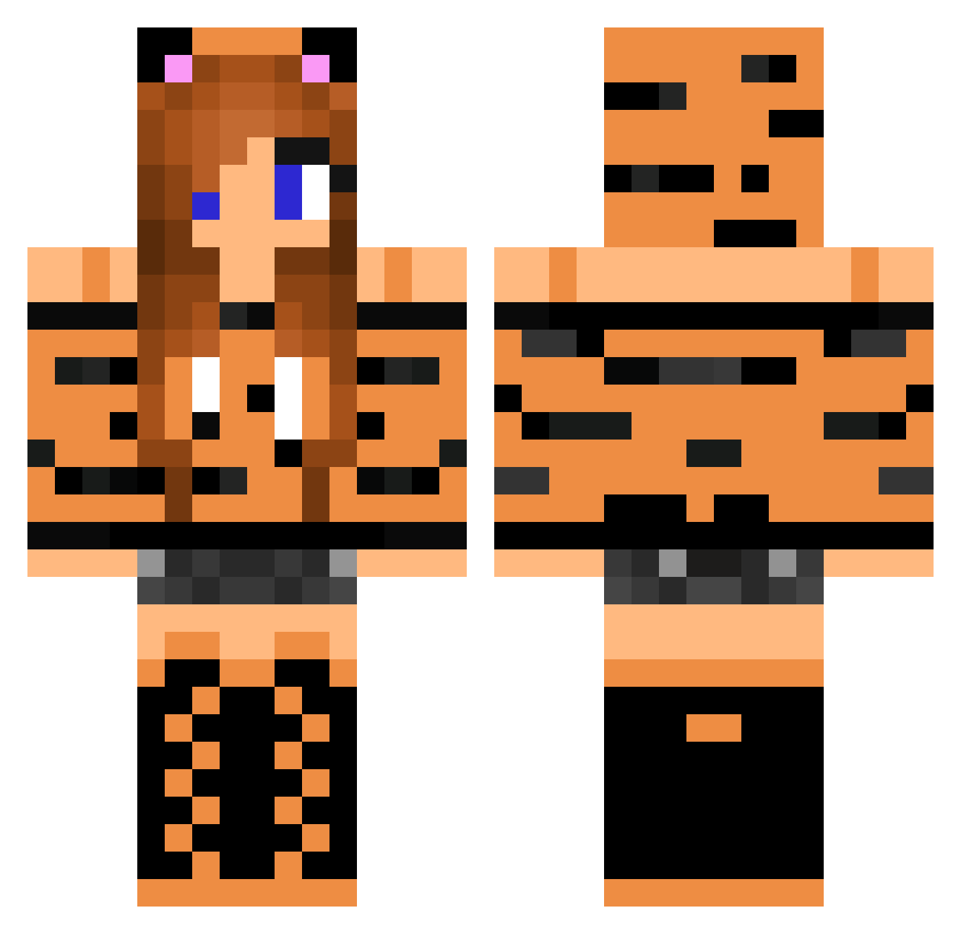 Tigrine Minecraft skin, front and back view