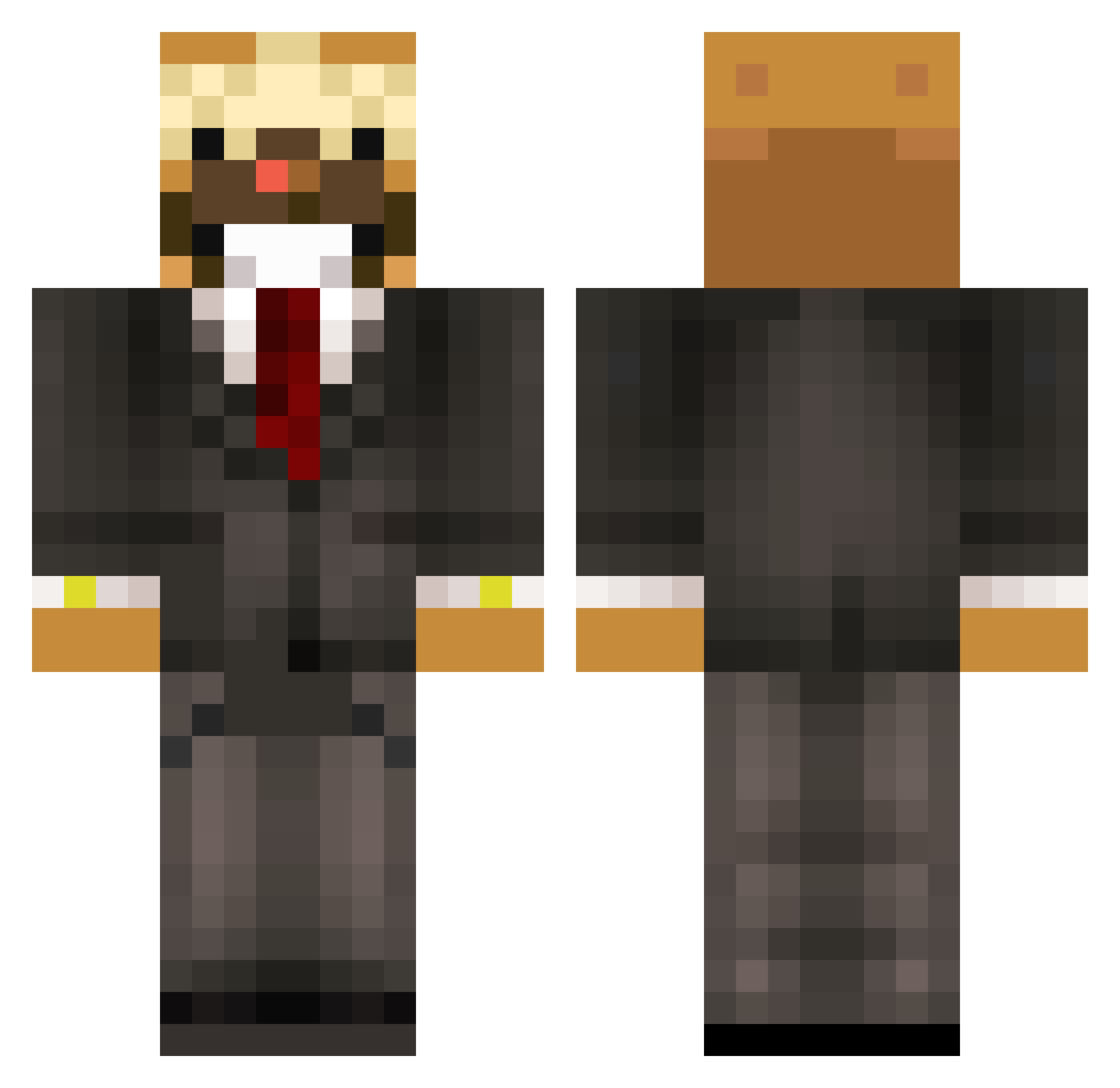 Racist_Cheems Minecraft skin, front and back view