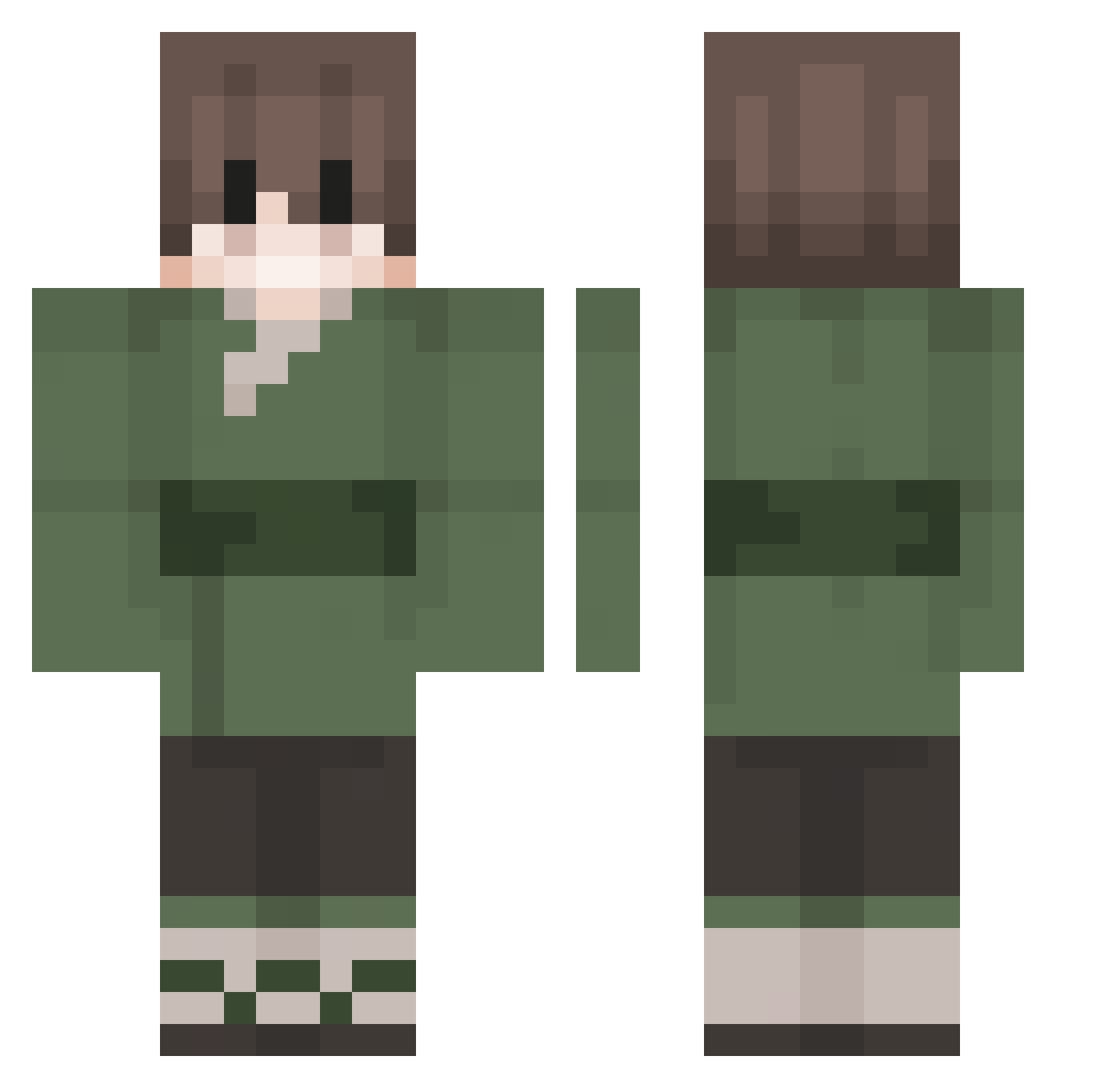 V0RAA Minecraft skin, front and back view