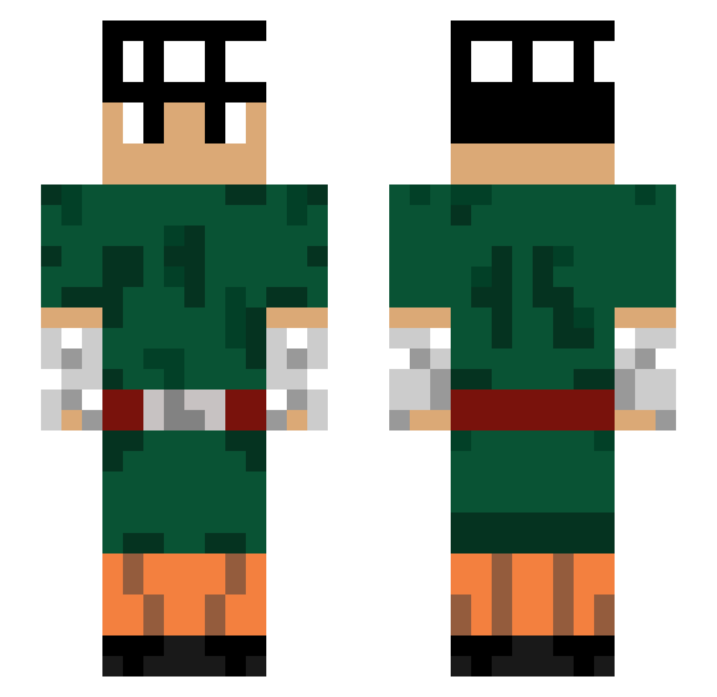 Wahaab100 Minecraft skin, front and back view