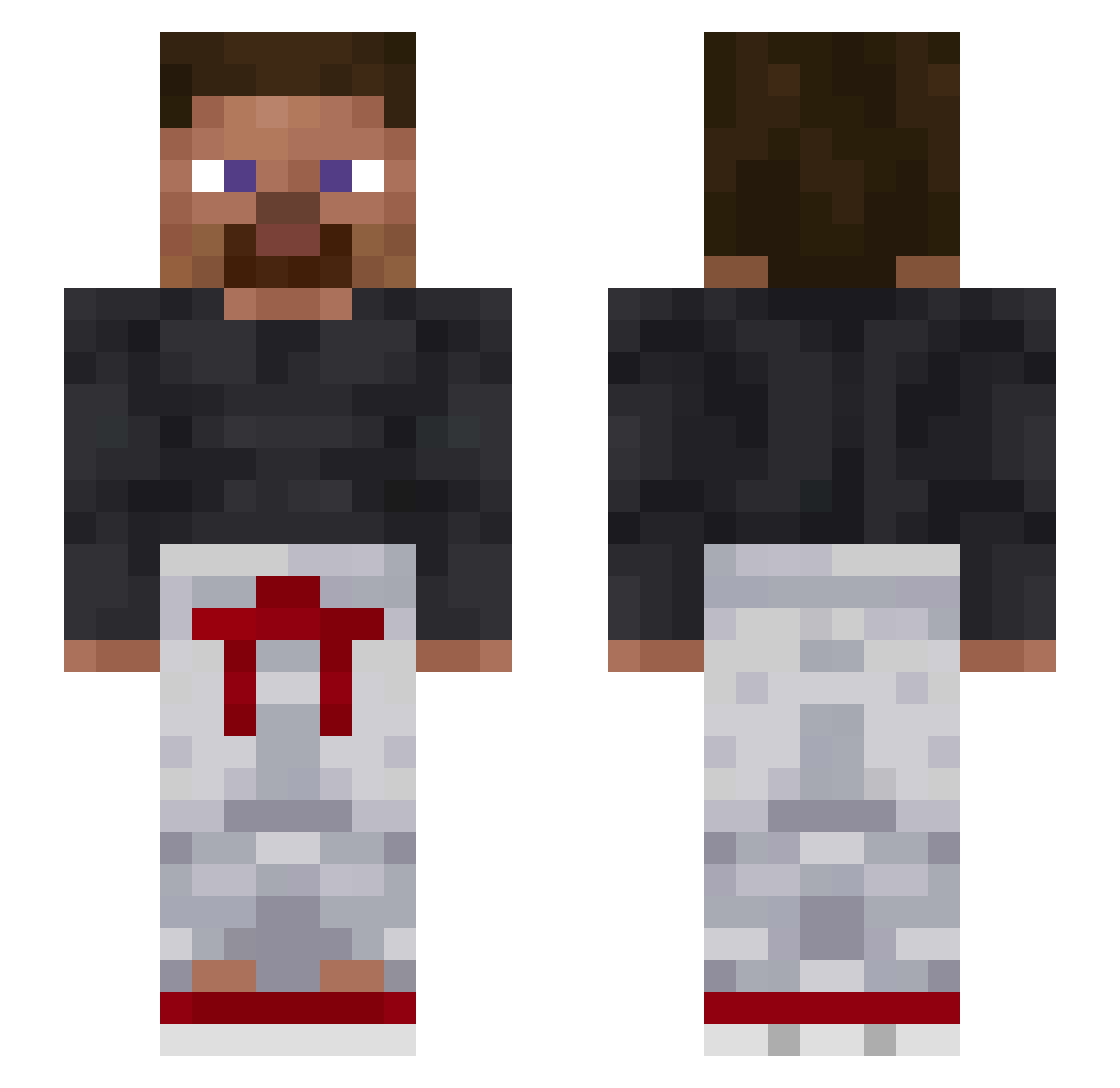 Realkerm1s Minecraft skin, front and back view
