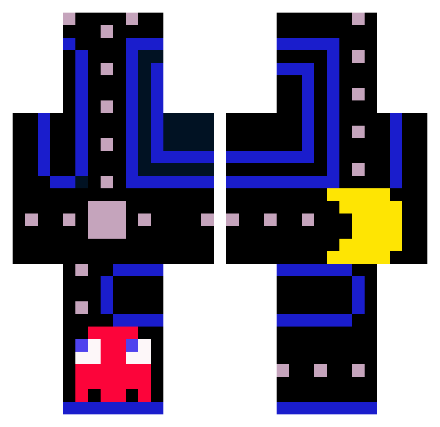 4TNITE Minecraft skin, front and back view