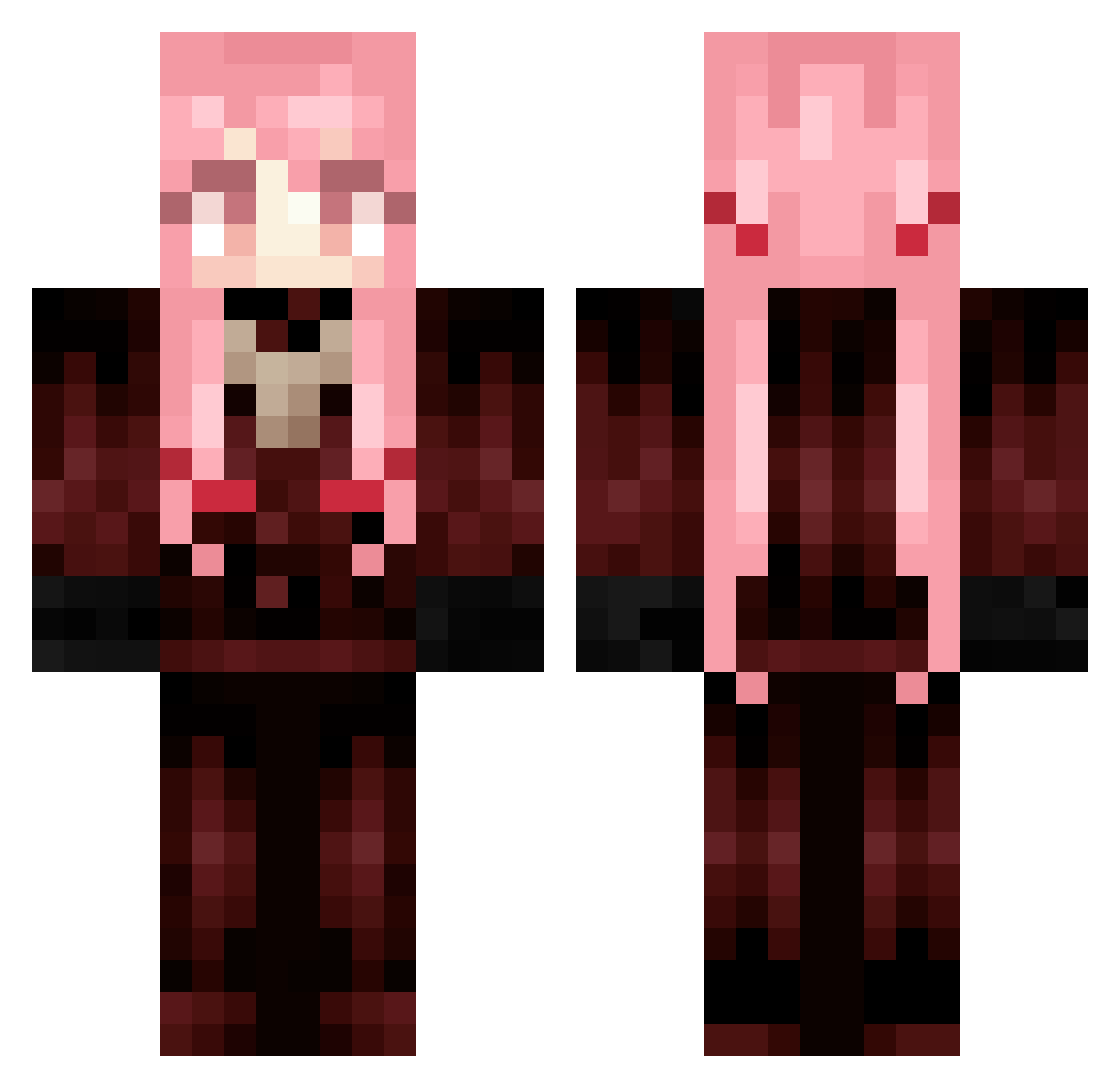 Crymson Minecraft skin, front and back view