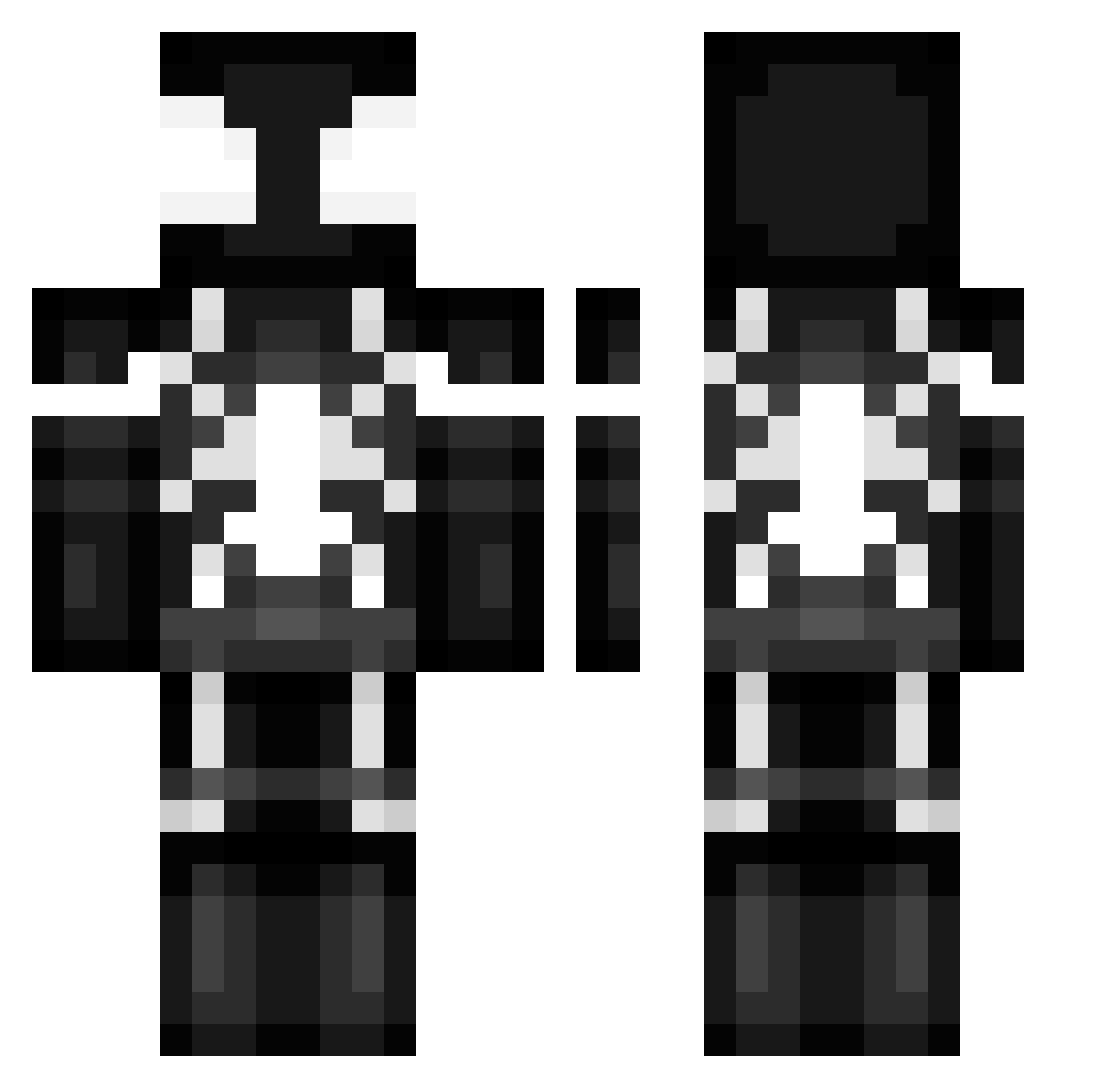 JustinP8 Minecraft skin, front and back view