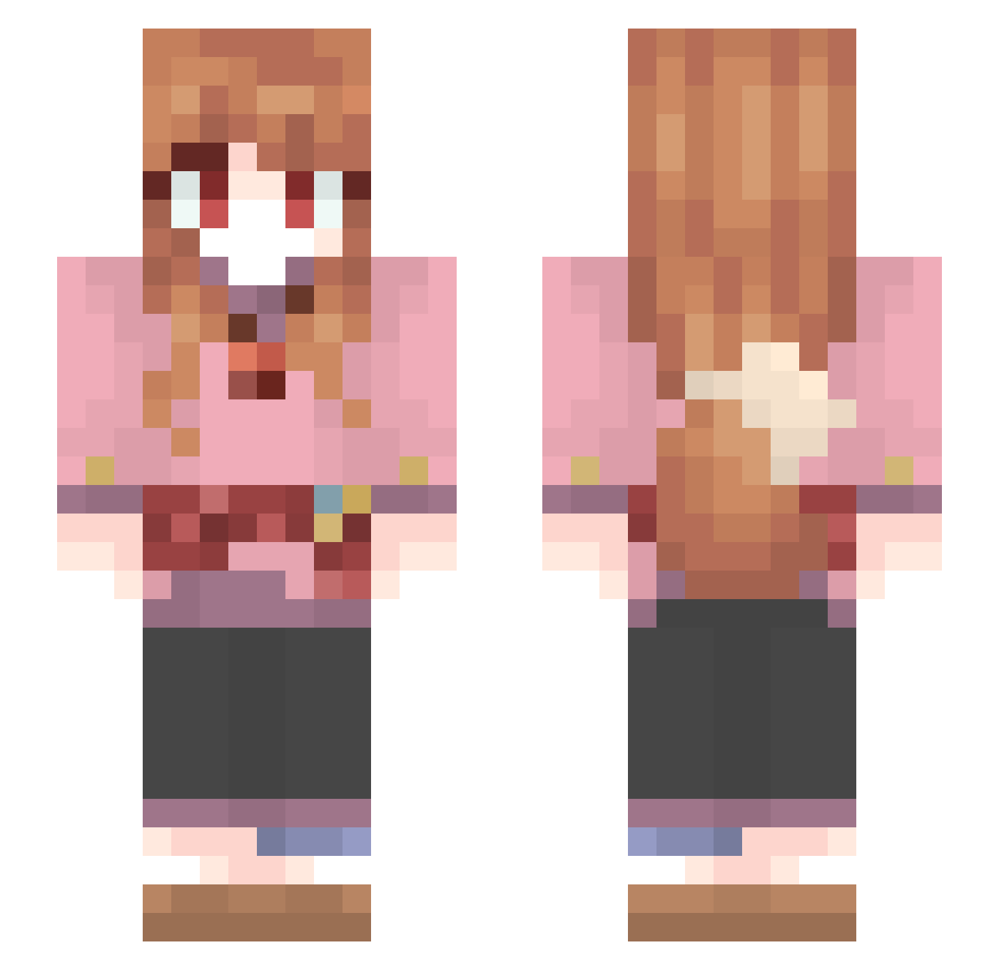PerishedRose Minecraft skin, front and back view