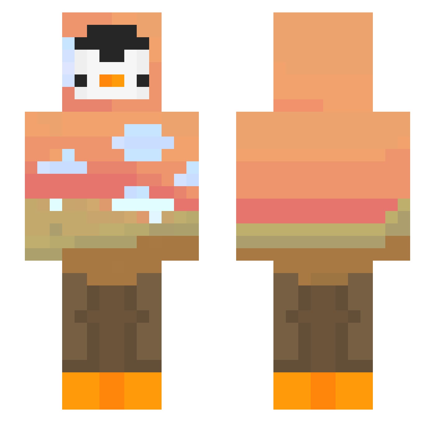 Pinguin_ Minecraft skin, front and back view