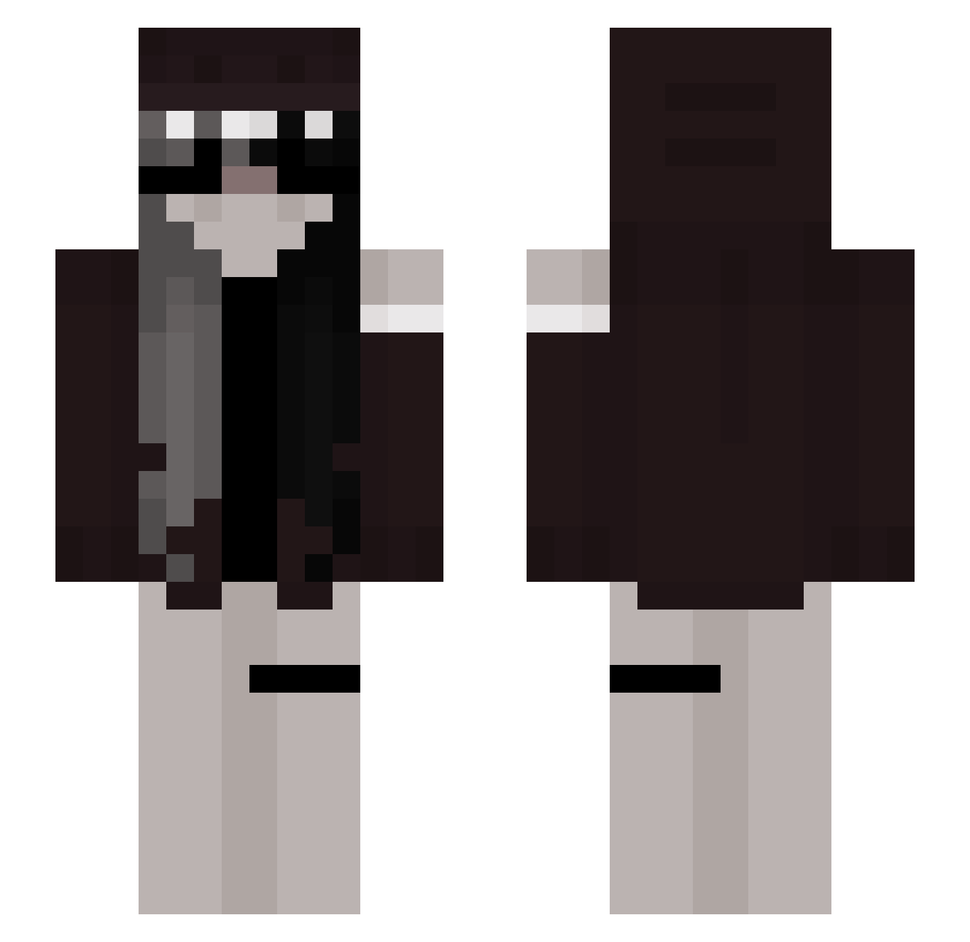 TheZombiesZN Minecraft skin, front and back view