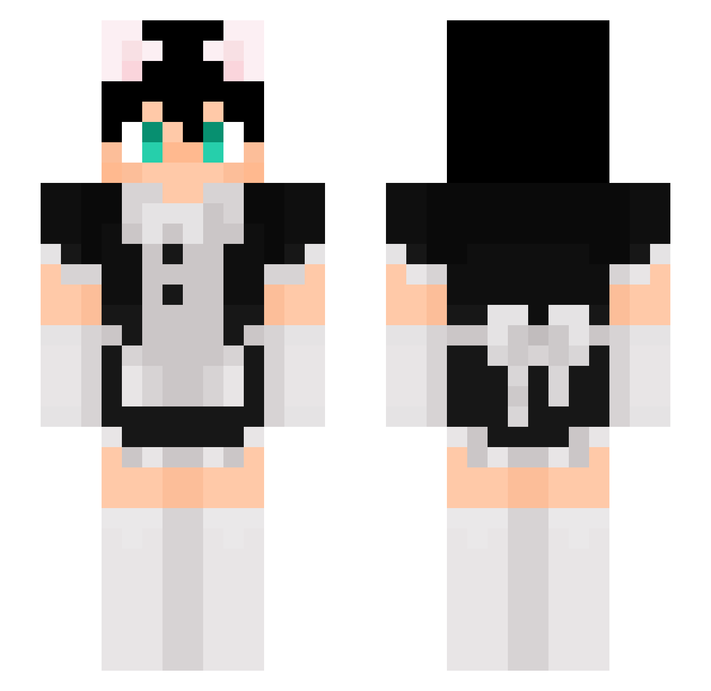 PerPlexiyGlas Minecraft skin, front and back view