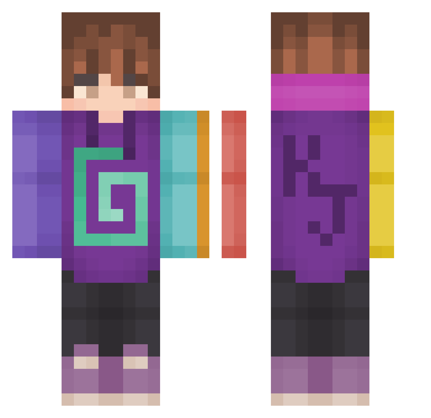 ReaperRow78 Minecraft skin, front and back view