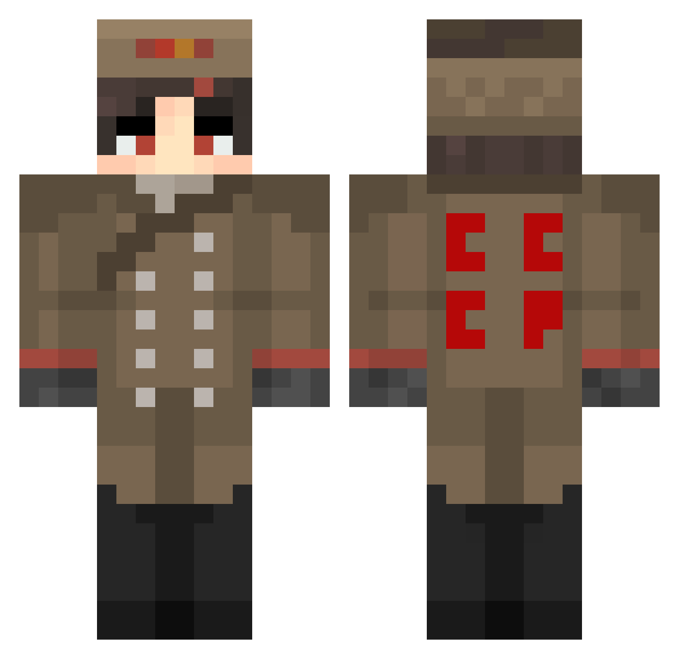 Mawik2 Minecraft skin, front and back view