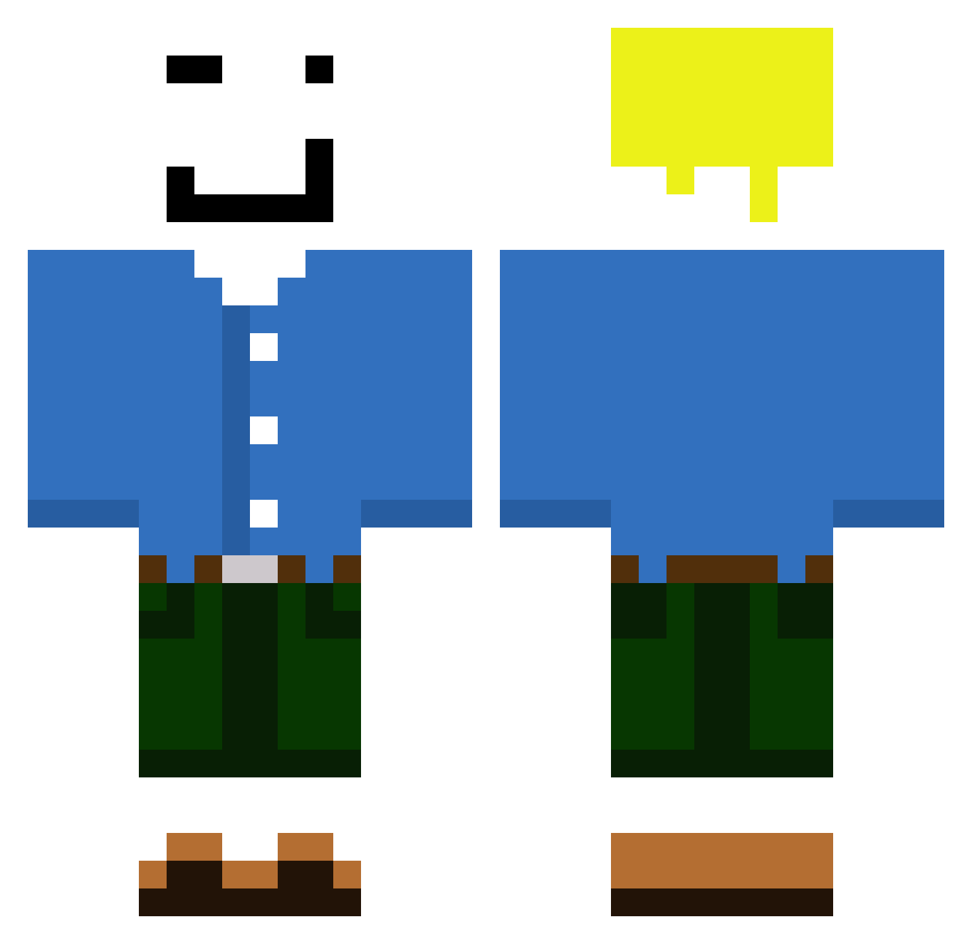 Geckoisme Minecraft skin, front and back view