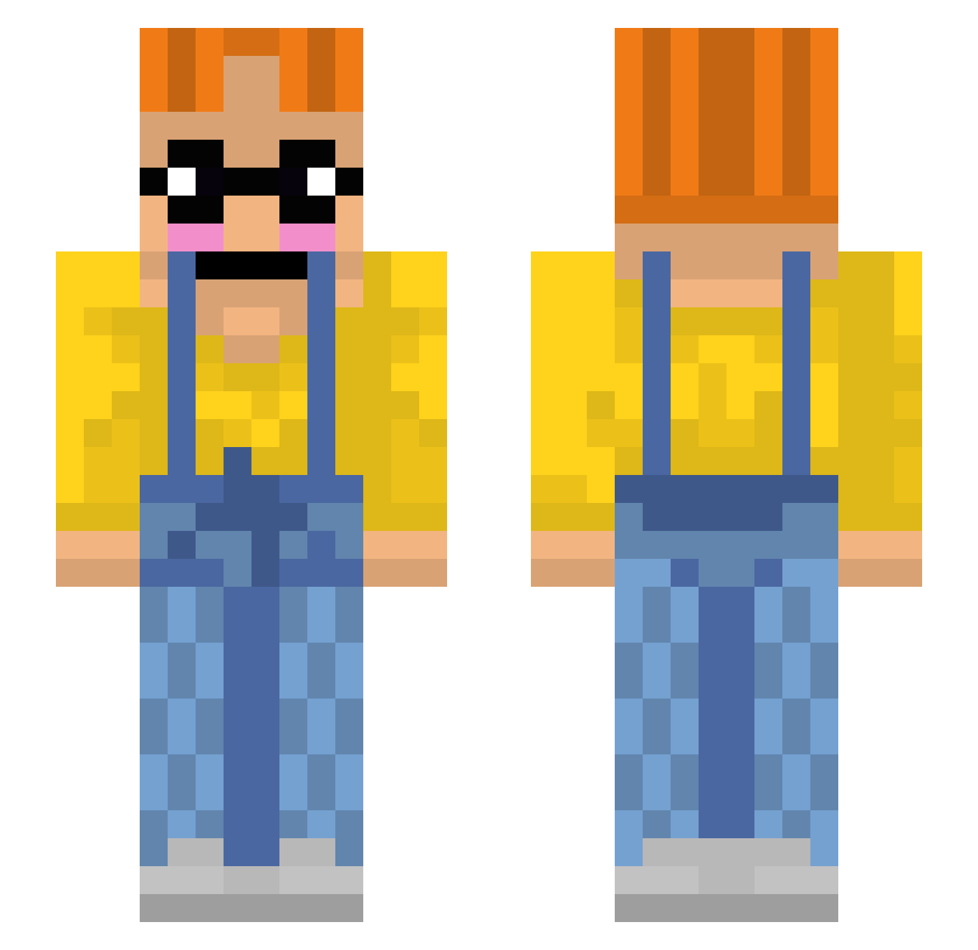 2minute Minecraft skin, front and back view