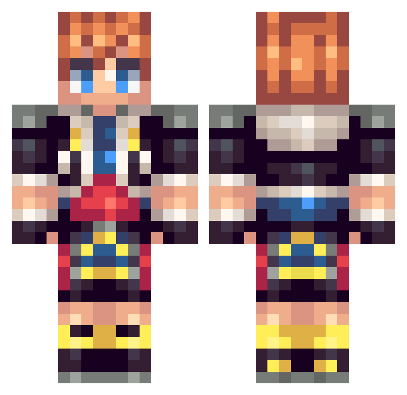 Zyenro Minecraft skin, front and back view