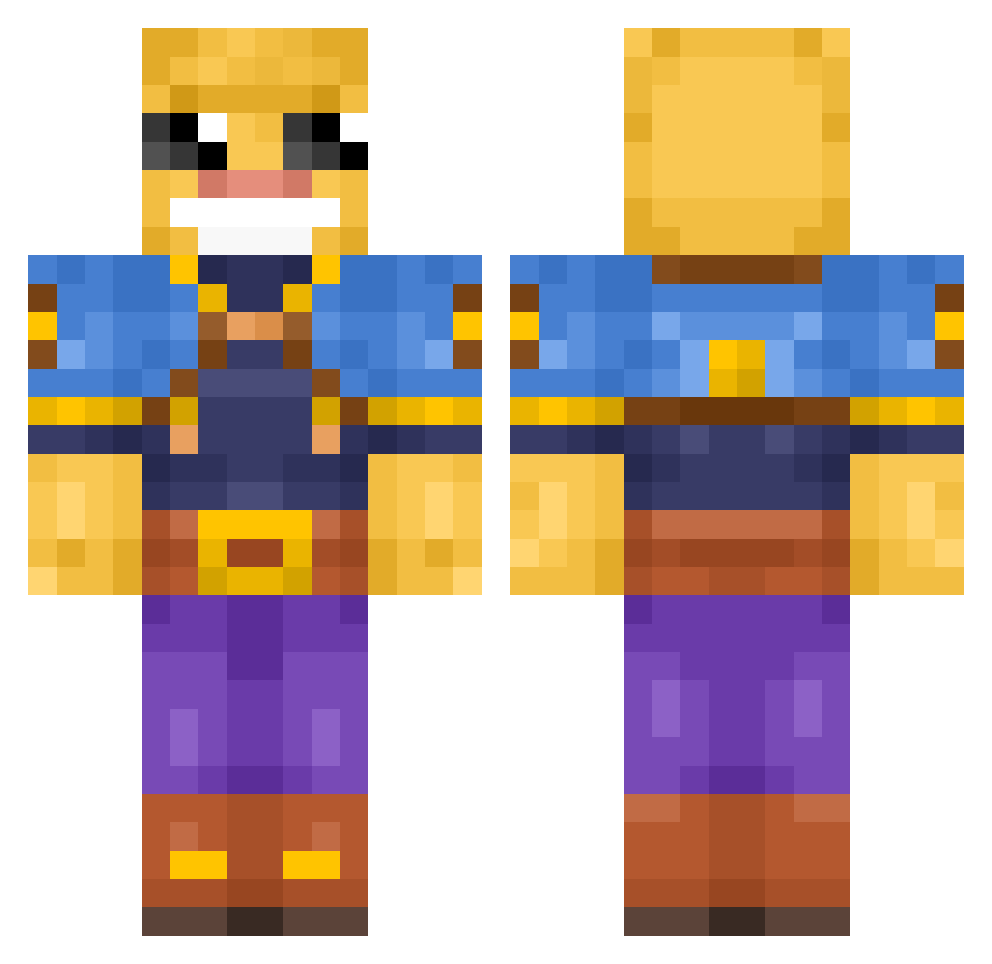 Applesuckle Minecraft skin, front and back view