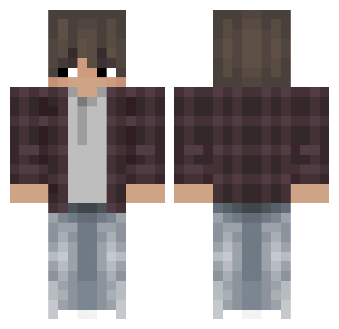 Thieevee Minecraft skin, front and back view