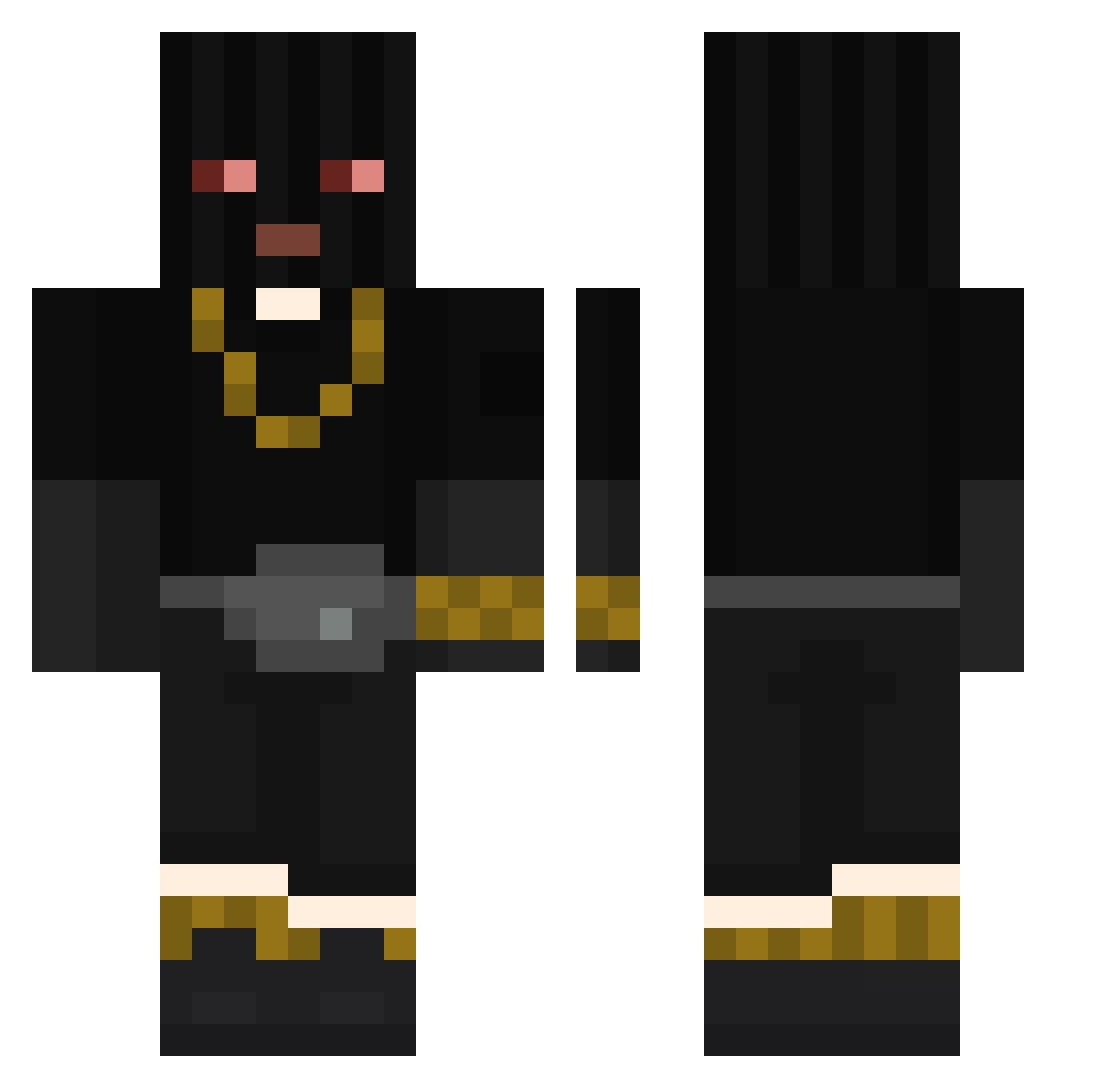 BuffRootBeer Minecraft skin, front and back view