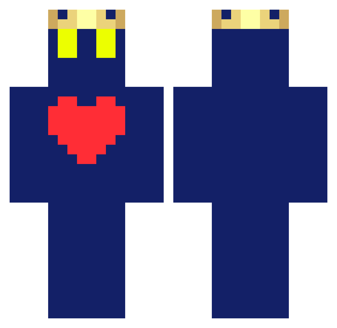 Roberts Minecraft skin, front and back view