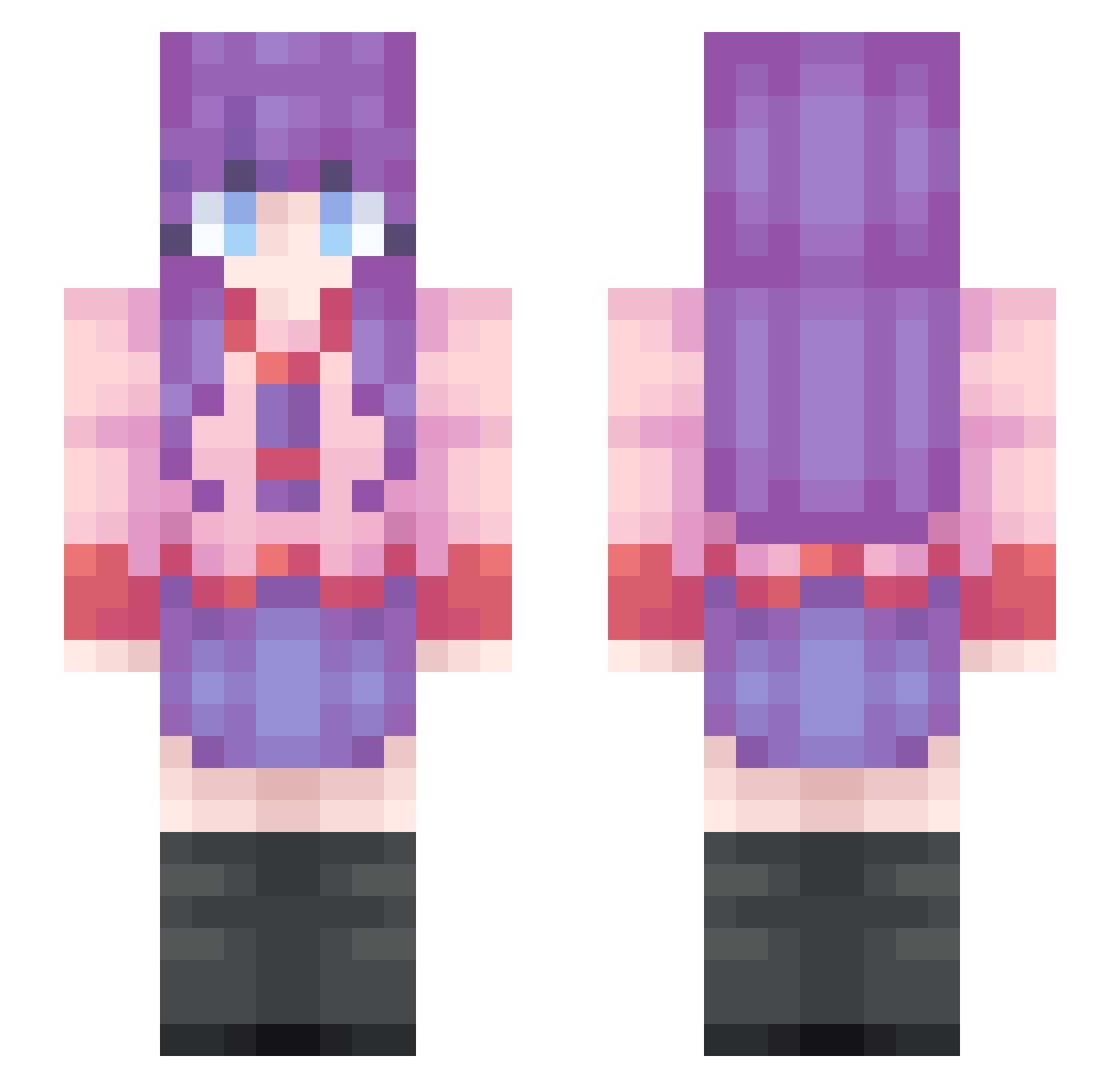 sillysora Minecraft skin, front and back view