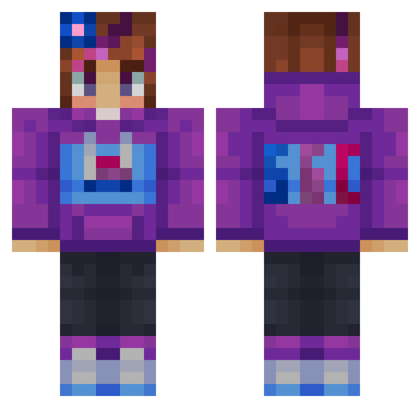 SchiggyLuc Minecraft skin, front and back view