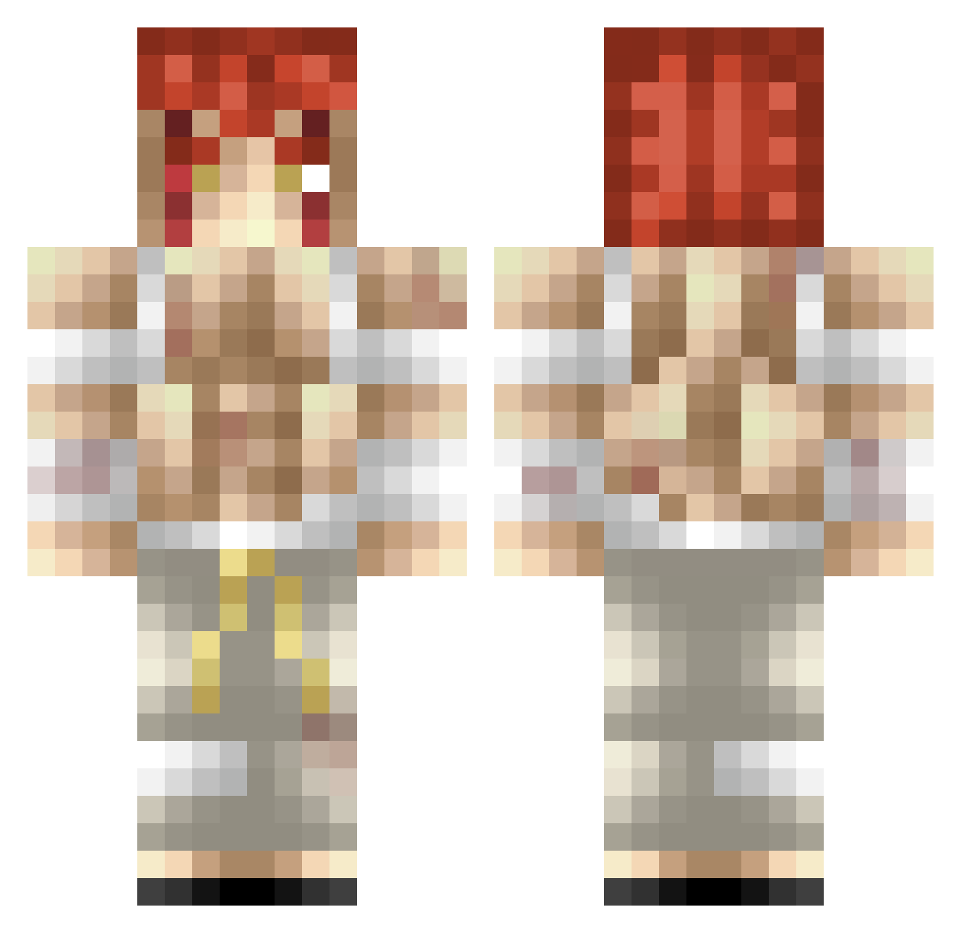 FutureZaq Minecraft skin, front and back view