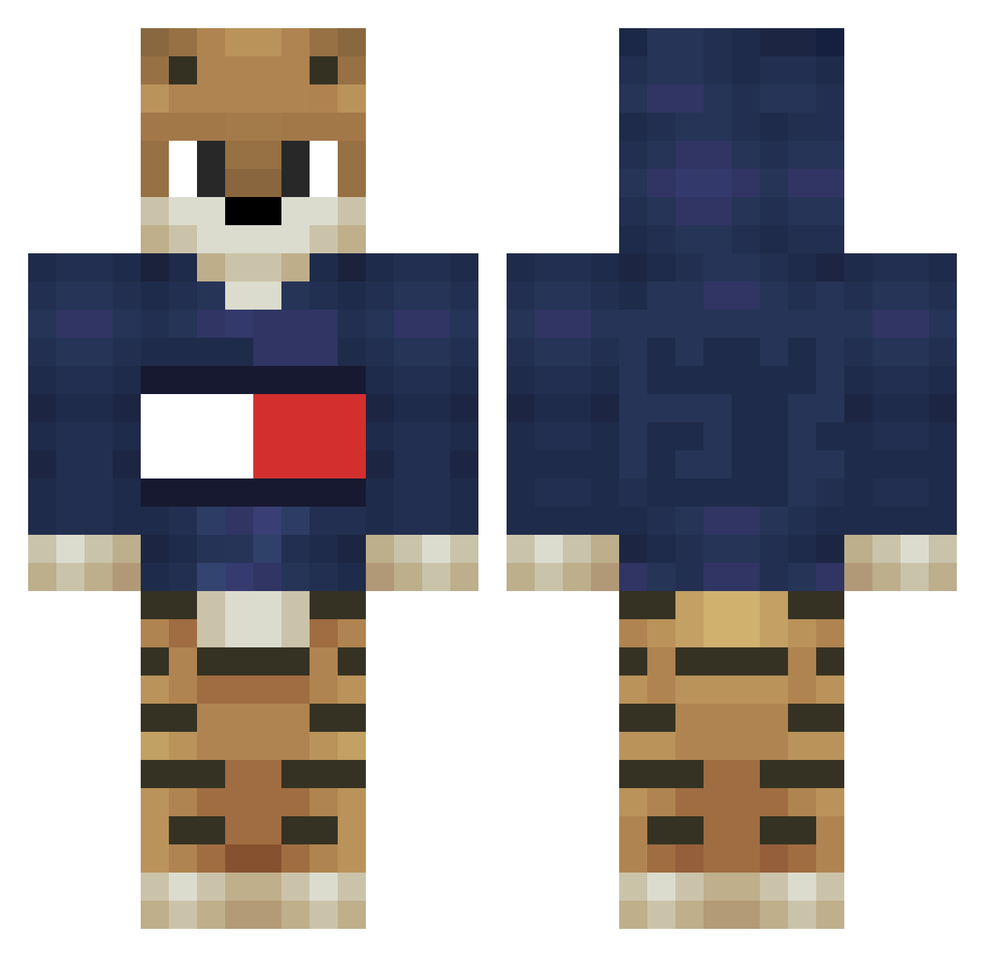 Fivang Minecraft skin, front and back view
