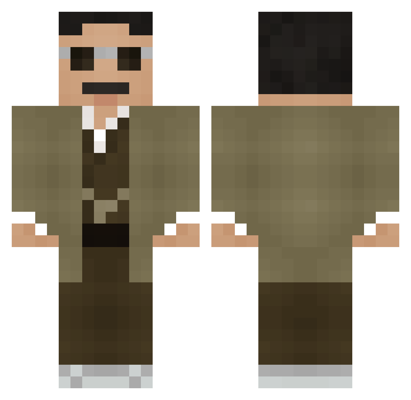 iSlayerX Minecraft skin, front and back view