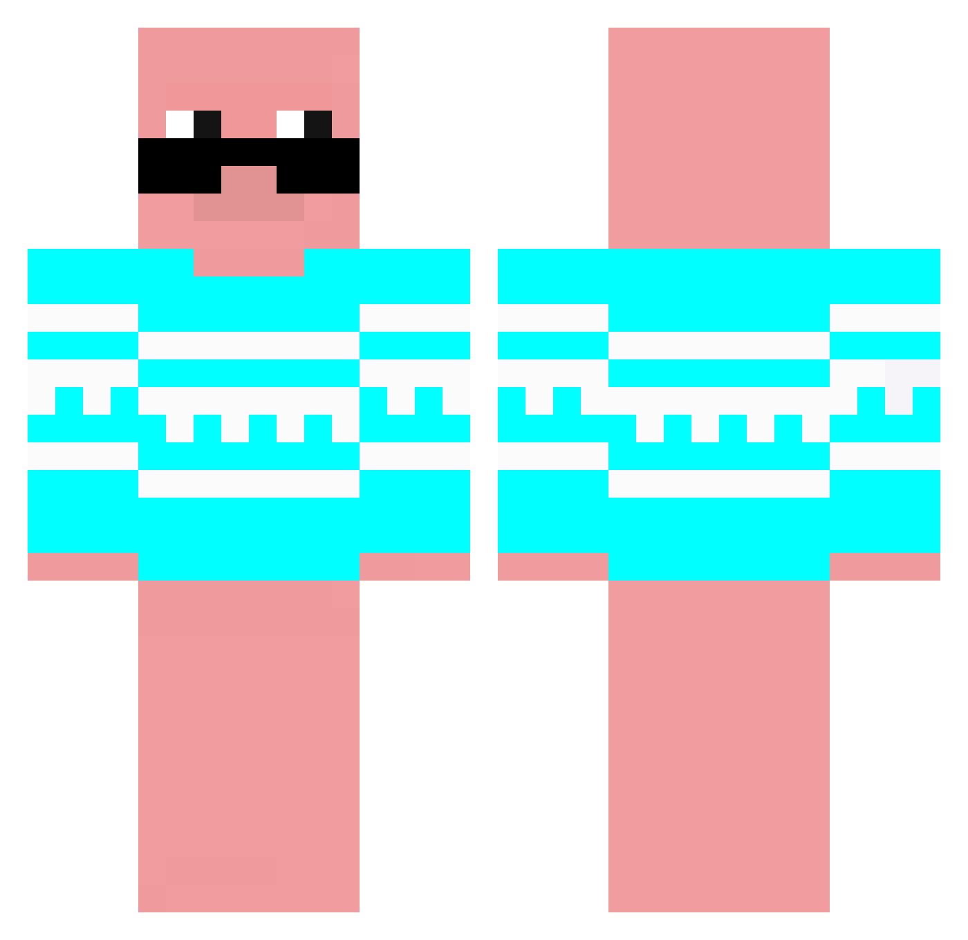 Cariboofish Minecraft skin, front and back view