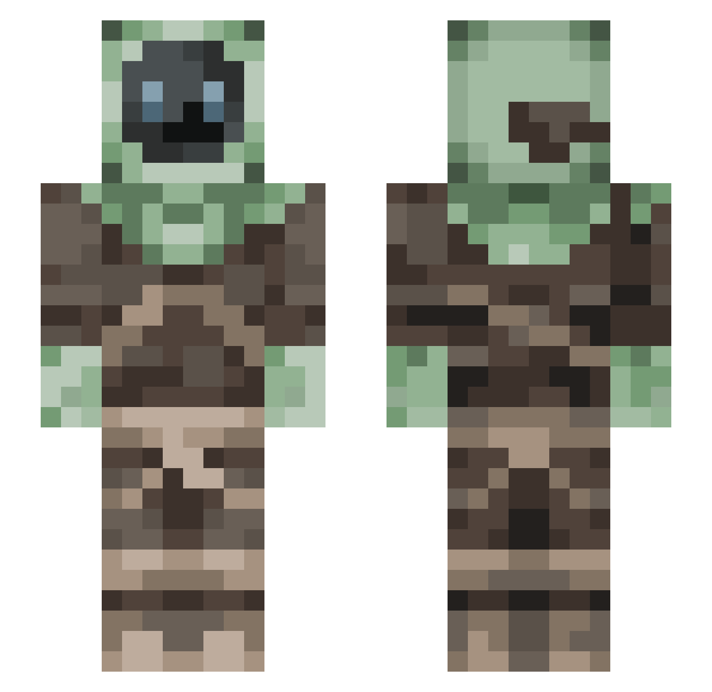 Crab0n Minecraft skin, front and back view
