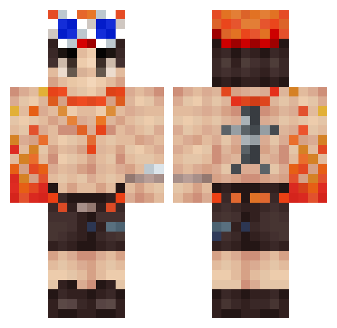 D4FF Minecraft skin, front and back view