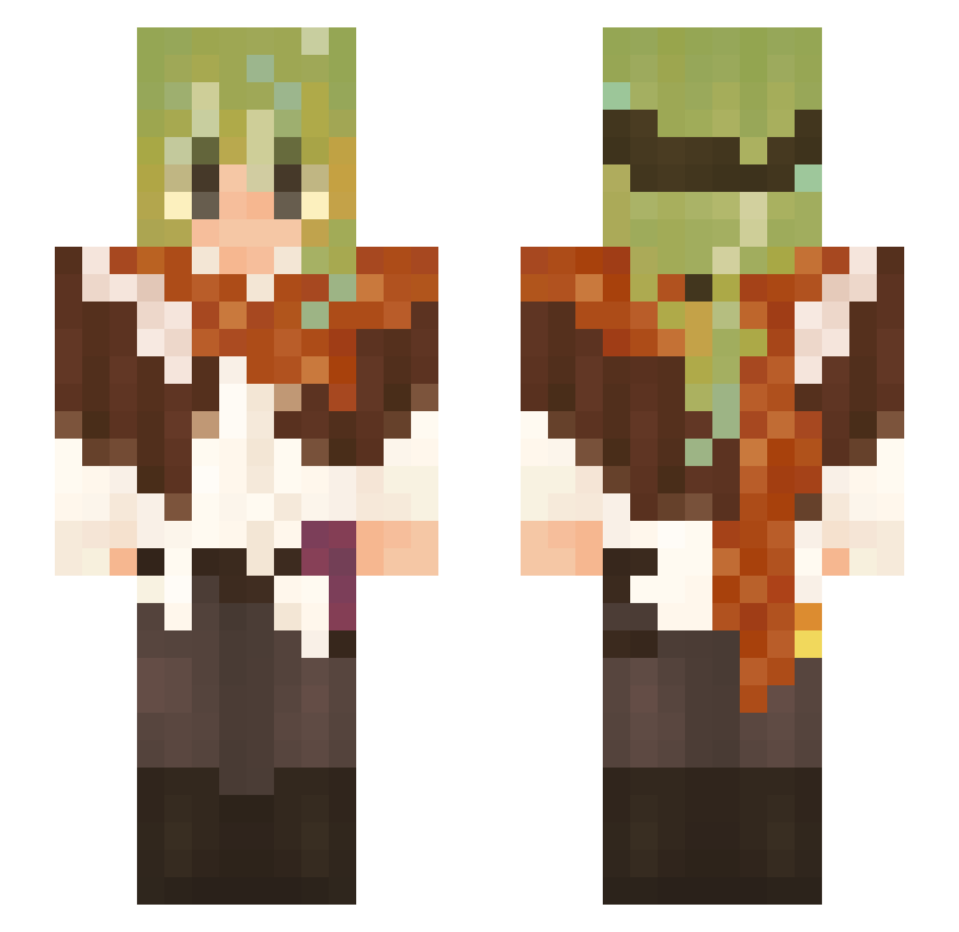 reiouxen Minecraft skin, front and back view