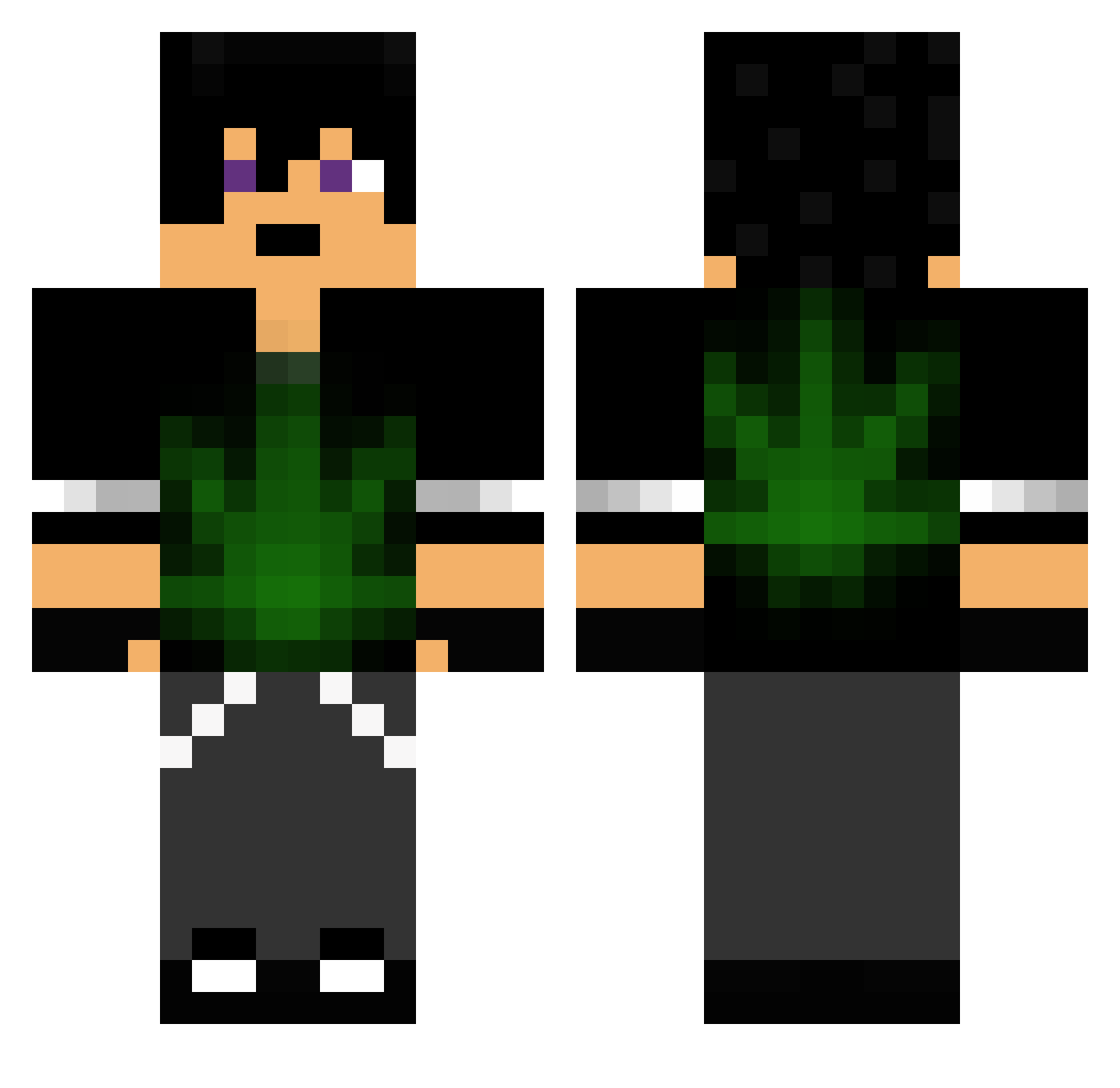 wasao831 Minecraft skin, front and back view
