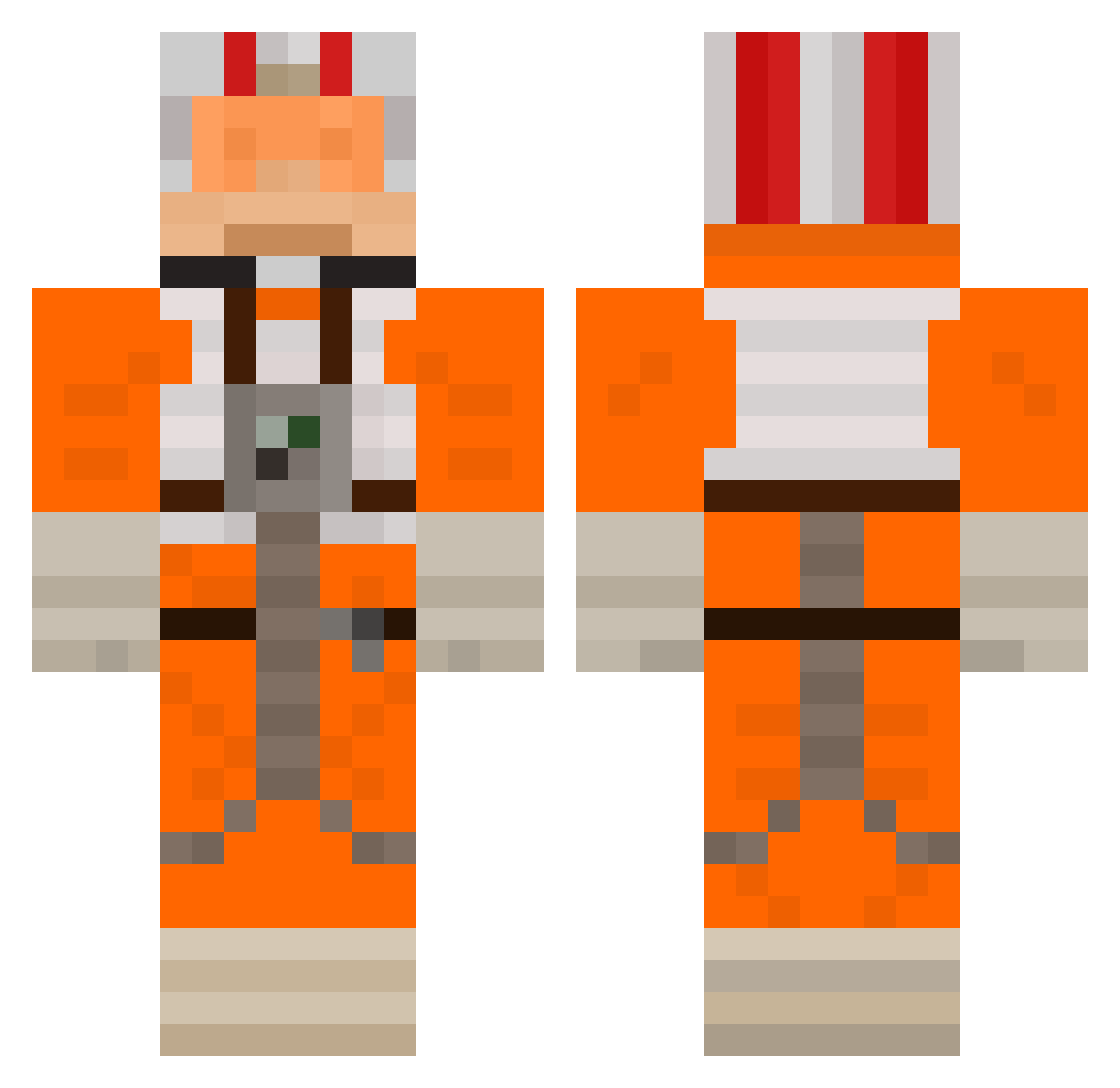 quintain Minecraft skin, front and back view