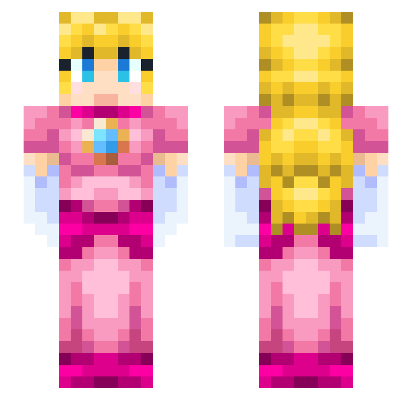 LunaMaluna Minecraft skin, front and back view