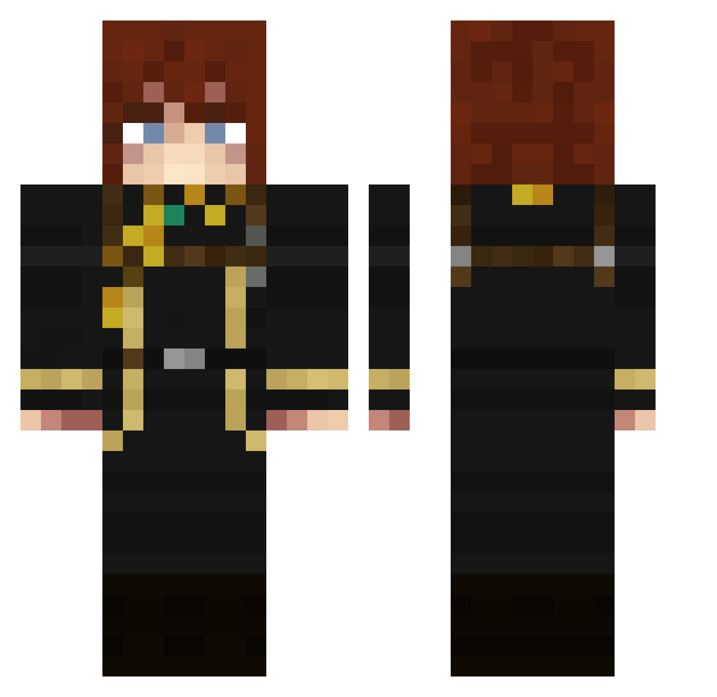 IsGaanj Minecraft skin, front and back view