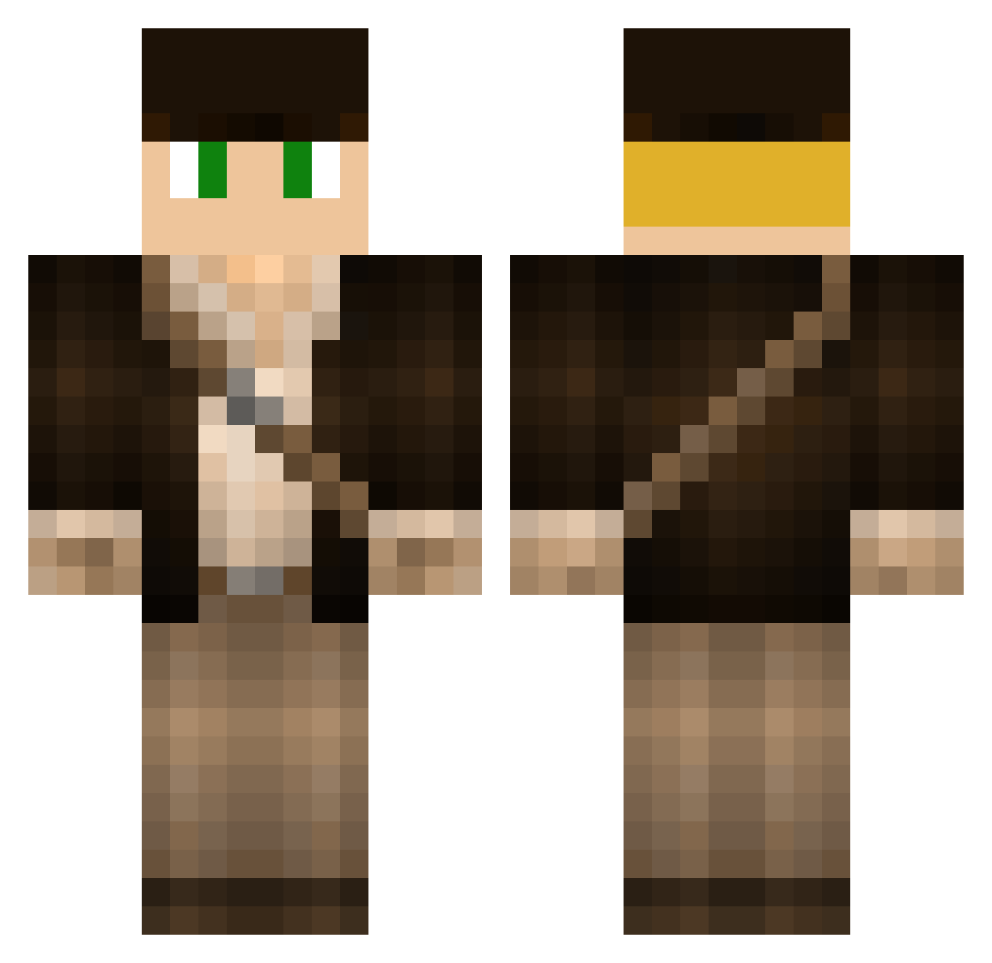 Flynnums Minecraft skin, front and back view