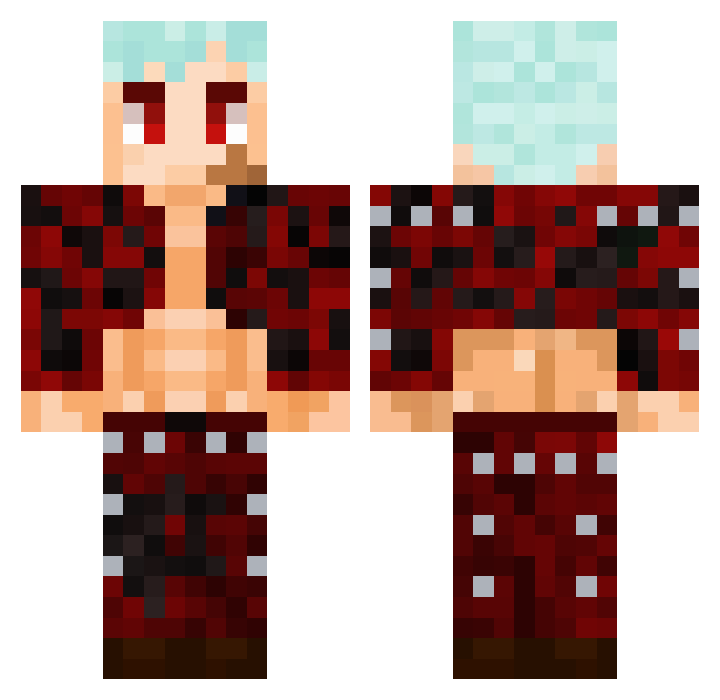 Itoshi_Rin09 Minecraft skin, front and back view