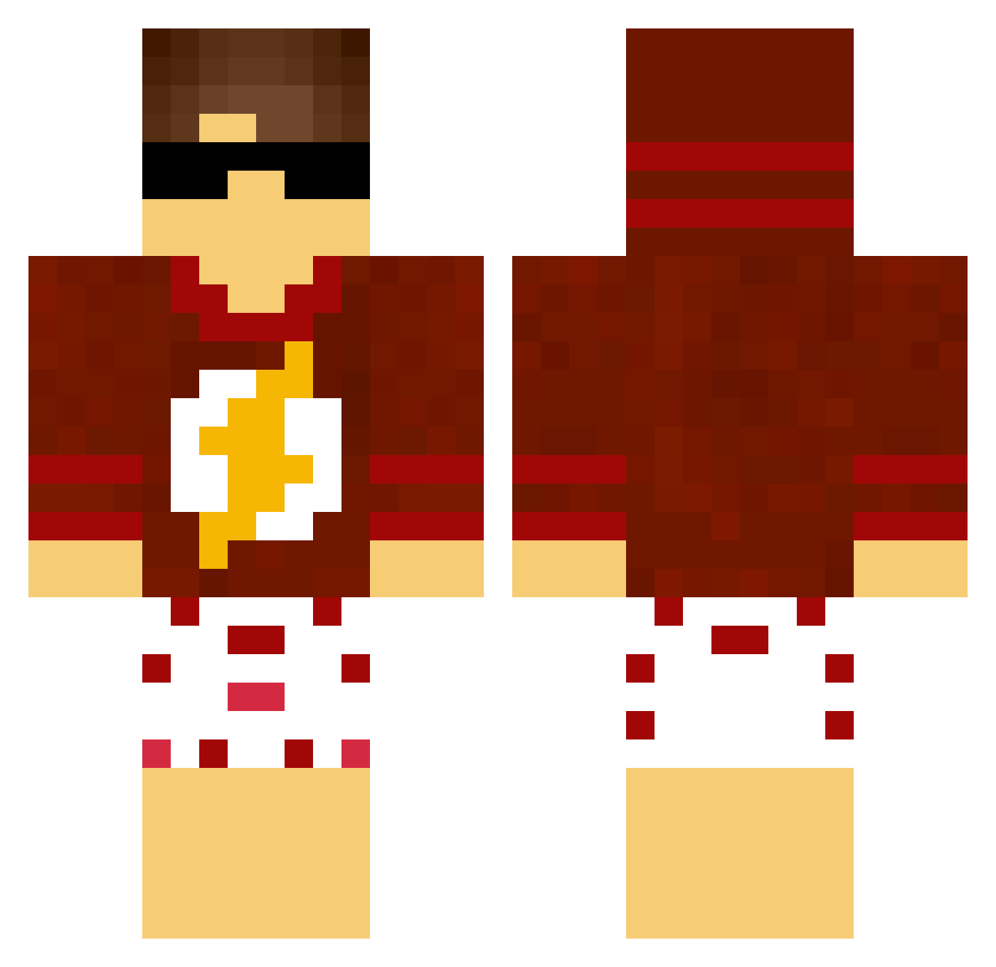 Pruncy Minecraft skin, front and back view