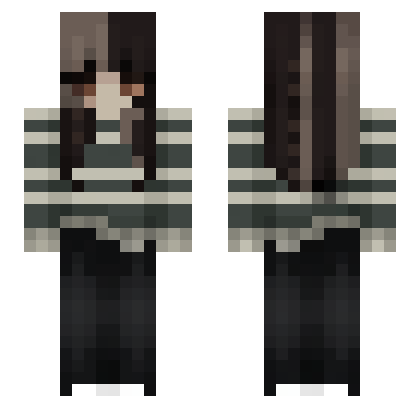 zoriielle Minecraft skin, front and back view