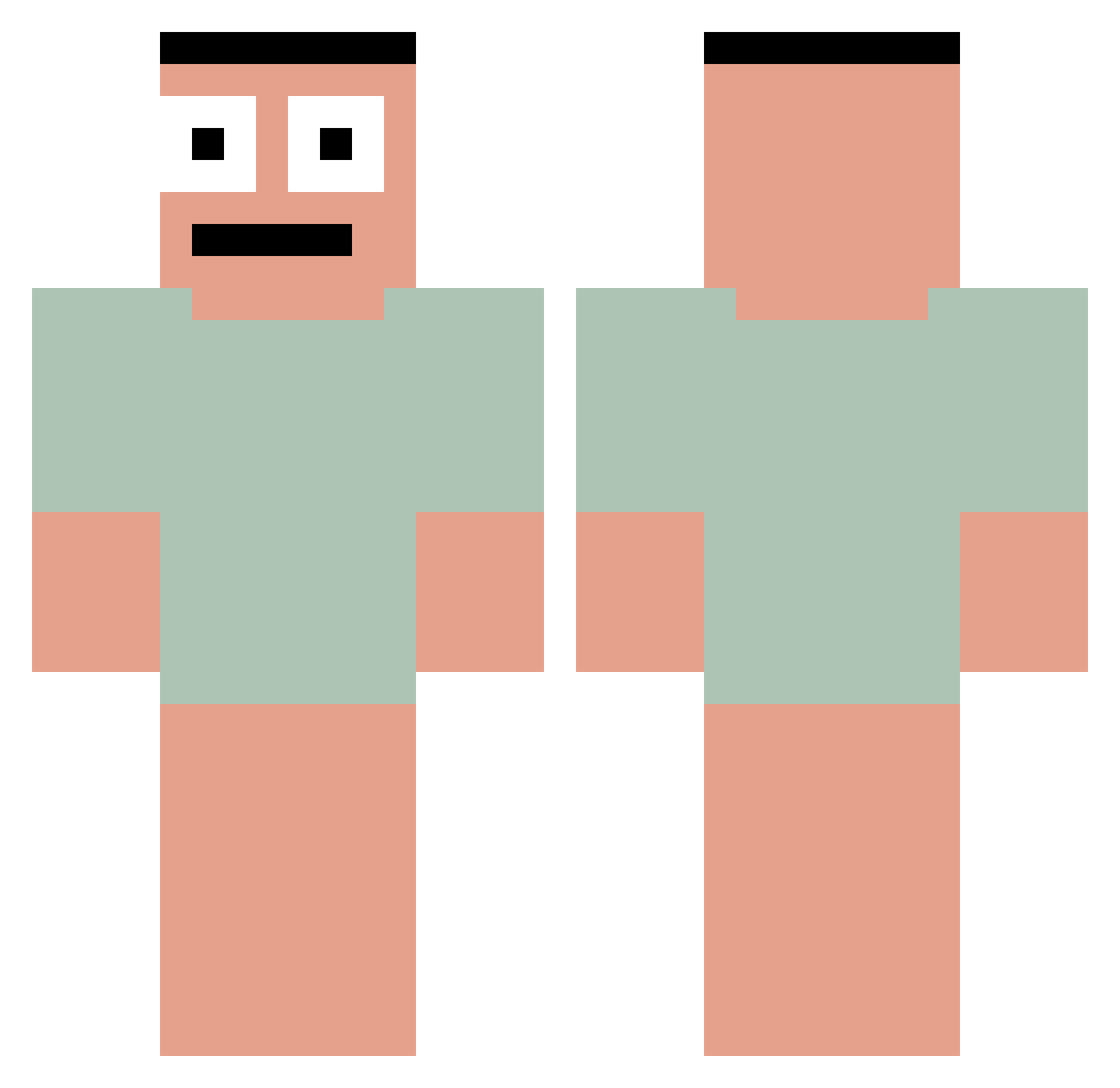 fxdca Minecraft skin, front and back view
